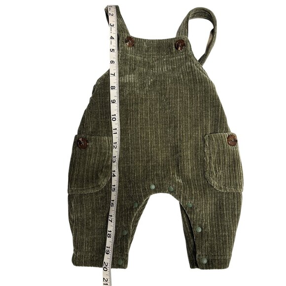 Green Corduroy Baby Overalls With Button Straps & Pockets By La Stella - Picture 7 of 7